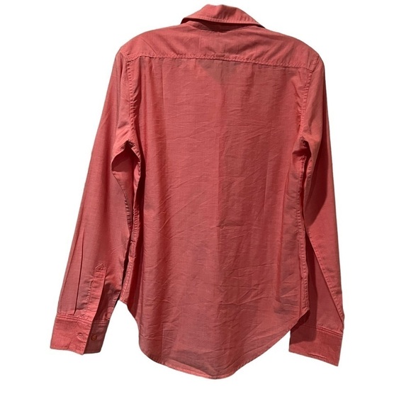 Raleigh Workshop Medium Coral Button Down Blouse 💯 Cotton P - Picture 2 of 4